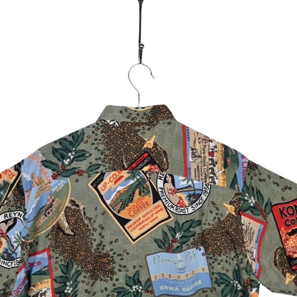 Vntg Reyn Spooner Men's M 90's Y2k Kona Coffee Hawaiian Aloha All Over Print - Picture 6 of 14